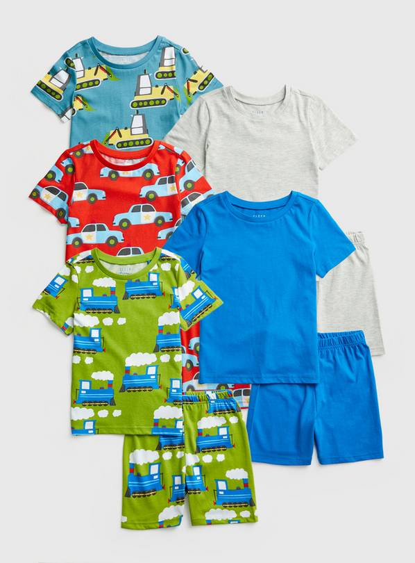 Vehicles Print Shortie Pyjamas 5 Pack 6-7 years